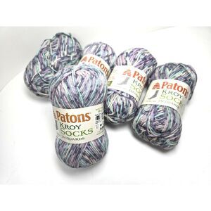 Patons K Roy Socks Yarn Lot of 4 +1 Skeins  Wool Blend Lavender Jacquard Rated 1